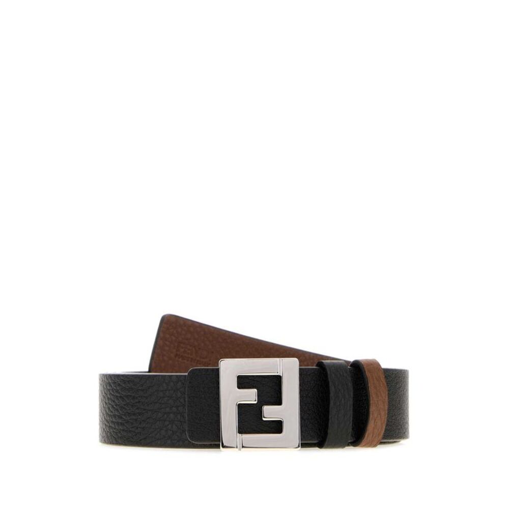 Fendi Men Black Leather Reversible Belt